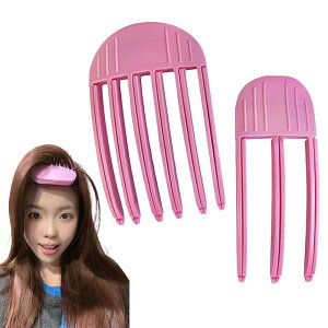 【送料無料】ESJNNK 根元立ち上げクリップ 2個セット 前髪クリップカーラー 前髪カーラー ヘアカーラー ふんわり 前髪 スタイリングコーム 巻き髪 前髪セット (ローズレッド, 小+大)