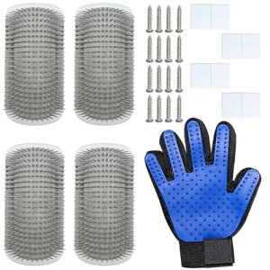 【送料無料】5点セット 猫用ブラシ 猫用セルフグルーマー 痒み止めブラシ ウォールマウント ペット猫ブラシ ペットグルーミング用 い犬用洗濯手袋