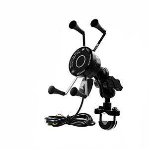 【送料無料】SHEAWA バイク 充電スマホホルダー Qiワイヤレス充電器 7.5W 10W Quick Charge 3.0搭載 急速充電 360度回転 アルミ製 電源スイッチ 車載ホルダー オートバイのハンドルやサイドミラーに取