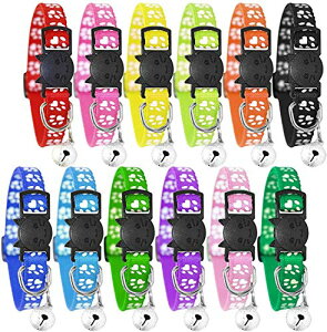 【送料無料】BarleyCorn 猫首輪 猫用首輪 ネコ 首輪 小動物 犬 首輪 夜間リフレクター付き 鈴付 多色 調節可能 セーフティバックル付 超軽量 ペット用首輪(12色のスーツ)