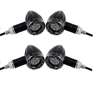 【送料無料】NEYORIKA ウィンカー LED 砲弾型 ライト バイク用 12V 前後 左右 黒 4個 セット