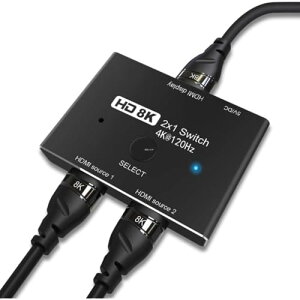【送料無料】CABLEDECONN HDMI 2.1 切替器ウルトラHD 8K 高速 48Gbps 指向性スイッチ 2インチ 1out 8K@60Hz 4K@120Hz スプリッターコンバーター Xbox PS5プロジェクターモニターに対応