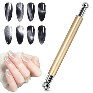 【送料無料】Elegirme ネイルマグネット 磁石 強力 初心者でも成功率アップ 滑り止めグリップ 金属製 ジェルネイル キャッツアイ用 ビー玉 フレンチ セルフネイル ネイルアート ツール 色:ゴ