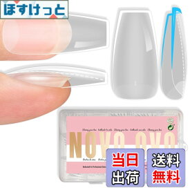 【送料無料】NOVO OVO Medium Nail Tips ミディアムネイルチップ [並行輸入品] 色：Medium Coffin Clear Extra Thick 224_EU、サイズ：Medium