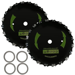 【送料無料】7Akiranoai 2 セットチェーンソー歯ブラシブレード 草刈機用チップソー 草刈り機 替え刃 外径:230mm;穴径:25.4mm;刃数:20