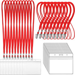 【送料無料】LEADINTOP ネームホルダー 100枚 セット 名札 ケース ネックストラップ 吊り下げ名札 イベント用 スタッフ パス 名刺 ID カード ホルダー 社員証 ケース 入れ 首下げ 展示会 透明 防