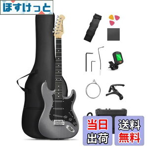 【送料無料】Donner エレキギター 初心者セット STタイプ SSSピックアップ 39インチ フルサイズ ミニアンプ付き 専用ケースとチューナーなどアクセサリー9点セット DST-80B マットブラック