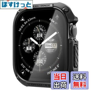 �y���������zSpigen Apple Watch 11 Apple Watch 10 �P�[�X 46mm �K���X ��̌^ �ČRMIL�K�i�擾 ��ʕی� �ϏՌ� ���� �Ռ��z�� ���菝 �h�~ �ی�J�o�[ �^�t�E�A�[�}�[ ACS08603 (�u���b�N)