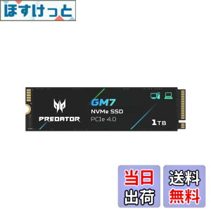 �y���������zAcer Predator M.2 SSD GM7 NVMe2.0 2280 PCIe Gen4x4 ������(�ő�ǂݎ��F7400MB/s�A�ő发�����݁F6500MB/s) ����SSD ���ϋv 3D NAND TLC PS5/PS5 Pro����m�F�ς� ���[�J�[5�N �T�C�Y�F1TB