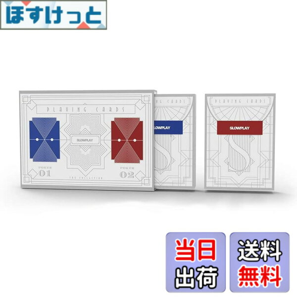 【9月1日ー9月15日まで200円オフ】【送料無料】SLOWPLAYトランプ プラスチック100% ジャンボインデックス ポーカーサイズ 柔軟性・耐久性 防水・水洗い可 テキサスホールデム用 色：赤と青