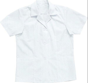 調理用白衣 厨房白衣 女性用白衣 婦人半袖白衣 婦人襟付き白衣 婦人襟付き半袖白衣【白衣】【厨房着】【半袖】【襟付き】【女性用】【婦人用】【12000】