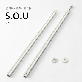 ＼花粉＆梅雨対策／室内用天井突っ張り棒 S.O.U（1本）hossNAGAE｜物干し金物 突っ張り 部屋干し 洗濯 物干し コンパクト 収納 省スペース シンプル ホワイト ブラック カスタム可能 取付 物干スタンド 物干し台 ホスナガエ hoss NAGAE