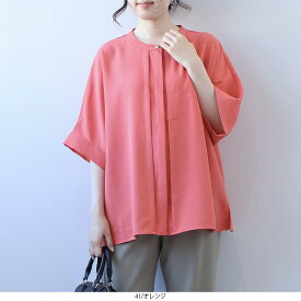 【セールL〜5L】接触冷感 リネンライク ドルマンスリーブ きれいめ ブラウス 大きいサイズ レディース 夏物 半袖 【fleur by mint breeze フルール バイ ミントブリーズ】 婦人服 ファッション 30代 40代 50代 60代 送料無料【返品交換不可】