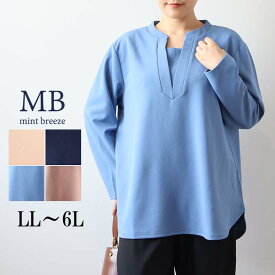【セールLL〜6L】カットジョーゼット す チュニック カットソー 大きいサイズ レディース 秋冬 長袖 【MB エムビーミントブリーズ】 婦人服 ファッション 30代 40代 50代 60代 ミセス おしゃれ 通販 WEB限定 【返品交換不可】