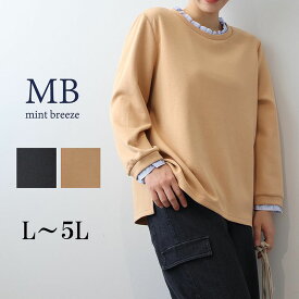 【MB ミントブリーズL〜5L】ふわもち レイヤード風 プルオーバー 大きいサイズ レディース 秋冬 長袖 カットソー トップス 可愛いエムビー MB mintbreeze 新作 婦人服 ファッション 30代 40代 50代 60代 ミセス おしゃれ 通販 送料無料