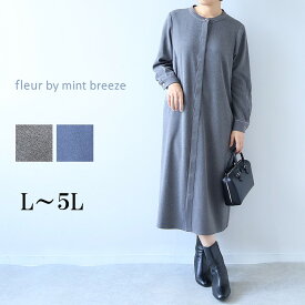 【新作L〜5L】パイピング ワンピース 大きいサイズ レディース秋冬 長袖 ストレッチ【fleur by mint breeze フルール バイ ミントブリーズ】 婦人服 ファッション 30代 40代 50代 60代 ミセス おしゃれ 通販 送料無料