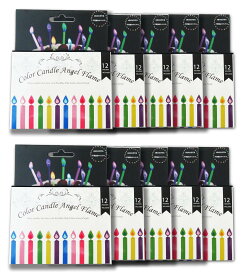[ドットジャパン]色付きの炎が灯るカラーキャンドル エンジェルフレーム 12本入(6色×2本) パラフィン不使用 (10)