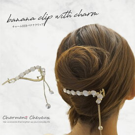 チャーム付き ヘアクリップ 髪留め シンプル おしゃれ 可愛い レディース オフィス 上品 長い髪 落ちない しっかり留まる 大人かわいい 前髪 後ろ髪 痛くない ヘアアレンジ ヘアアクセサリー