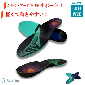 インソール【理学療法士監修】土踏まず［ 歩きやすい アーチサポート］ 中敷き パフォーマンス 通気性 日常 スポーツ ランニング ウォーキング サッカー バスケ テニス ゴルフ レディース メンズ 【Rela Kino公式】