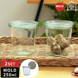 WECK キャニスター セット WECK HOME SET MOLD 250ml × 2 SET ガラスキャニスター ウェック モールド ガラス容器 保存容器 シリコーンキャップ 小分け おしゃれ 見せる収納 おかず お弁当 作り置き 調味料ストッカー ジャム ソース ピクルス ギフト WE-S233