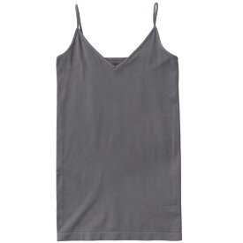 KURVE Vネック M/Lサイズ ロングキャミソール シームレス キャミ インナー スーパーストレッチ シンプル ノースリーブ V-Neck LongCami 下着 ランジェリー スリムフィット 透け防止 胸元カバー 背中見せ []