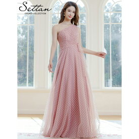 一部SALE[30%OFF][SETTAN] 3color ワンショルダー ハートドット チュールレース ハイウエスト Aライン ロングドレス エレガント シック キュート フォーマル ゴージャス 大きいサイズ 撮影 演奏会 発表会 ERUKEI エルケイドレス S37115