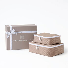 ギフトBOX入り ギフト ダイヤモンドキルトポーチ 2点セット（ミディアム×1 ラージ×1）ギフト 結婚祝 出産祝 お返し ホテルライクインテリア