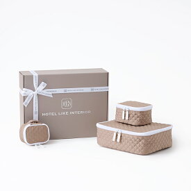 ギフトBOX入り ギフト ダイヤモンドキルトポーチ 3点セット トラベルポーチセット 結婚祝 出産祝 お返し ホテルライクインテリア