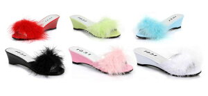 1031 by Ellie Shoes�@171-PHOEBE Childrens Satin Marabou Slippers�@�K�[���Y �}���u�[�t�@�[ �T�e�� �X���b�p/�~���[��