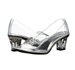 1031 by Ellie Shoes�@212-ARIEL Clear Slipper with Silver Glitter Heart ���f�B�[�X �O���b�^�[�n�[�g �N���A�p���v�X �n���E�B���R�X�v�� �v�����Z�X �V���f���� �K���X�̌C