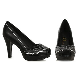 Ellie Shoes　414-WIDOW Women's Shoe with Web レディース スパイダーウェブ オープントゥ パンプス ハロウィンコスプレ