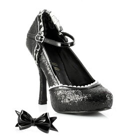Ellie Shoes　453-LACEY Women`s Glitter Mary Jane レディース 2-ウェイ リボン グリッター メリージェーン ハロウィンコスプレ メイド、ロリータ