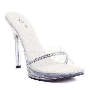 Ellie Shoes 502-JESSE Clear Mule W/Rhinestones ���f�B�[�X ���C���X�g�[�� �N���A �~���[��