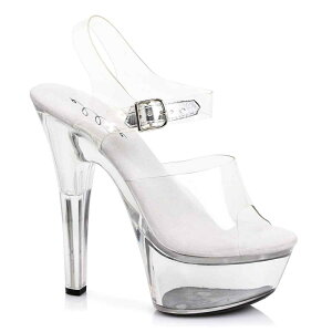 Ellie Shoes 601-BROOK Ankle Strap Clear Sandal ���f�B�[�X �v���b�g�t�H�[�� �A���N���X�g���b�v �N���A �T���_��