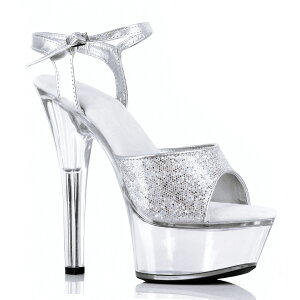Ellie Shoes 601-JULIET-G Glitter Ankle Strap Sandal W/Clear Bottom ���f�B�[�X �N���A�v���b�g�t�H�[�����q�[�� �O���b�^�[�A���N���X�g���b�v �T���_��