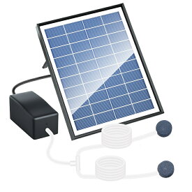 太陽光発電 エアポンプ ソーラー給電式 DC10V 6W パネル エア吐出量0.8L/min エアチューブ エアーストーン2個付き MOT-BSVAP013