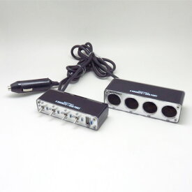 セパレートトグルスイッチ付き 4連シガーソケット DC12V車 USBポート（2.1A）付 4連ソケット パイロットランプ 増設/ブレイス BS-500
