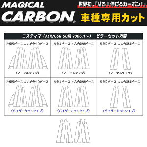 マジカルカーボン ピラーセットバイザーカット エスティマ ACR/GSR50系/ハセプロ/HASEPRO:CPT-V24-4