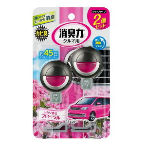 クルマの消臭力 クリップタイプ フローラル 芳香剤・消臭剤 エアコン取り付け 2個入り 16033 エステー