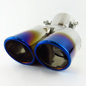 2本出し オーバル チタンカラー 跳ね上げ 直径35〜50mm下向きマフラー用 ステンレス製 GTマフラーカッター デュアル BX-471 ブレイス