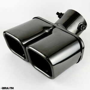 ブラックメッキ 下向きマフラー用 径Φ33mm〜55mm対応 マフラーカッター スクエアーデュアルモデル ガンメタ BX-472 BRAiTH/ブレイス