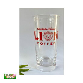 直径7.5×H15cm アイスコーヒー等の一杯に ライオンコーヒー ロゴ入り グラス ガラス製 ハワイ LC-LG-LGRD PICK The HAWAII