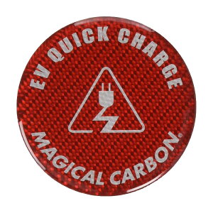 直径約65mm レッド マジカルカーボン EVチャージキャップエンブレム カーボン調 ハセプロ CEVQE-1R