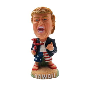H11cm レジン製 ハワイ フィギュア 首振り 人形 USA お土産 トランプ大統領 ミニドール サーフ PickTheHawaii KC-MD-TPSF