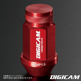 DIGICAMロゴ入り アルミレーシングナット 20本 19HEX 袋タイプ 45mm M12 P1.25 レッド デジキャン ケースペック AN6F4512RE-DC