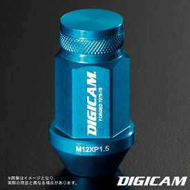 DIGICAMロゴ入り アルミレーシングナット 20本 19HEX 袋タイプ 45mm M12 P1.5 ライトブルー デジキャン ケースペック AN6F4515LB-DC