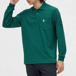 マンシングウェア メンズ 長袖ポロシャツ ストレッチ 吸汗速乾 UVカット リンクスジャカード MG5FLS81M 秋冬 新作 ゴルフウェア