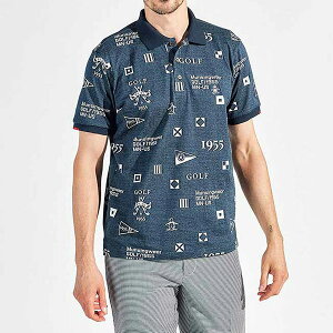 10%OFF セール マンシングウェア メンズ ポロシャツ ゴルフウエア 半袖 吸汗速乾 フラッグモチーフ ジャガード おしゃれ 高機能 MG5SHS21M 春夏 M L LL 3L