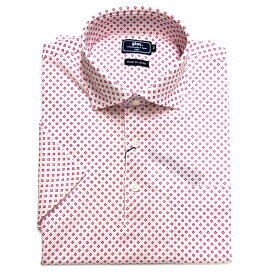 Gim ジム メンズ ポロシャツ 半袖 小花柄 日本製 吸汗速乾 消臭 ピンク 2023年 父の日 ギフト好適品
