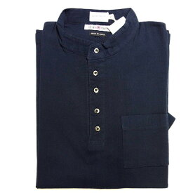 gim ジム corsini メンズ Tシャツ 半袖 京都 山城 縮織 日本製 ネイビー 紺 ヘンリーネック